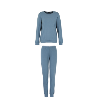 Emporio Armani Pyjama Essential aus Bio-Baumwolle mit Nietenlogo ASV grau