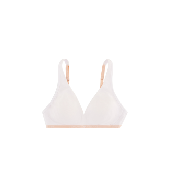 Emporio Armani Bralette essenziale in cotone organico con logo ASV Bianco