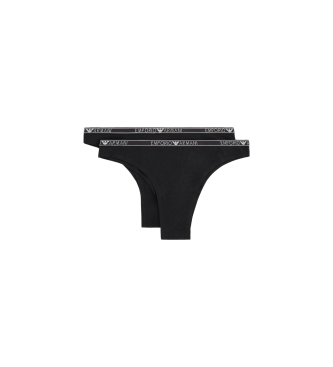 Emporio Armani Confezione da due slip in cotone biologico con logo Essential ASV nero