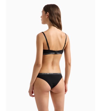 Emporio Armani Lot de deux slips en coton biologique avec logo ASV essentiel noir