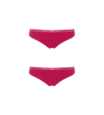 Emporio Armani Pack of two pink Essential ASV logo organic cotton panties  