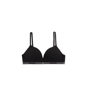 Emporio Armani Organic cotton padded triangle bra with Iconic ASV logo band black