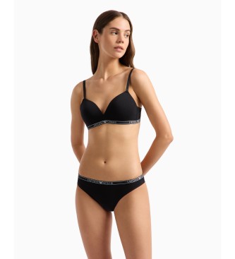 Emporio Armani Organic cotton padded triangle bra with Iconic ASV logo band black