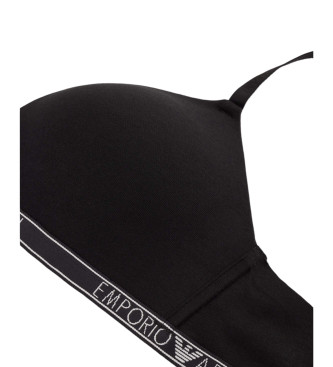 Emporio Armani Reggiseno a triangolo imbottito in cotone organico con fascia iconica logo ASV Nero