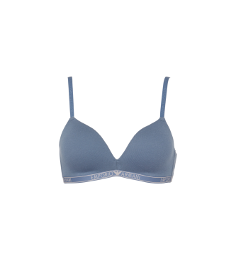 Emporio Armani Reggiseno a triangolo imbottito in cotone organico con iconica fascia con logo ASV grigio