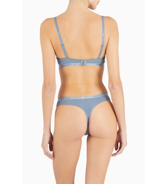 Emporio Armani Soutien-gorge triangle rembourr en coton biologique avec bande logo ASV gris