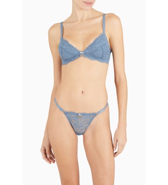 Emporio Armani String en dentelle recycle Eternal Lace ASV gris