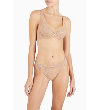 Emporio Armani Biustonosz Bralette Eternal Lace beżowy