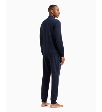 Emporio Armani Tracksuit with full-zip sweatshirt in Basic fleece Basic navy