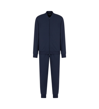 Emporio Armani Tracksuit with full-zip sweatshirt in Basic fleece Basic navy