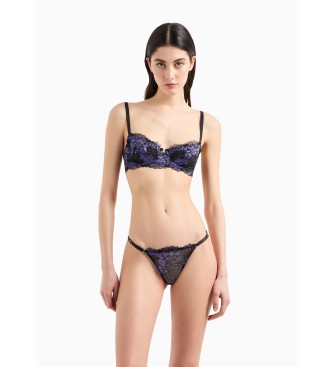 Emporio Armani Holidays String en dentelle Noir, lilas