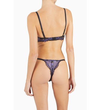 Emporio Armani Tanga Holidays Lace Negro, lila