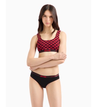 Emporio Armani Bordowy biustonosz typu bralette Vichy Holidays