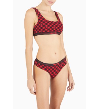 Emporio Armani Bordowy biustonosz typu bralette Vichy Holidays