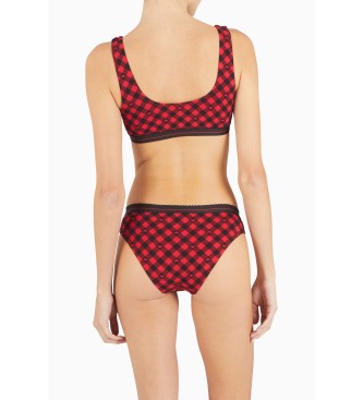 Emporio Armani Bordowy biustonosz typu bralette Vichy Holidays