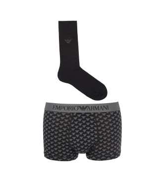 Emporio Armani Gift set of boxer shorts and socks with Holidays fantasy grey, black