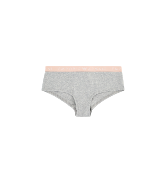 Emporio Armani Short  bretelles en coton biologique avec bande grise portant le logo Iconic ASV