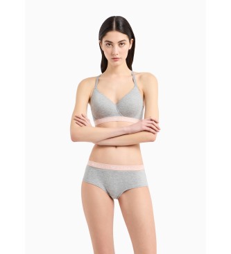 Emporio Armani Culotte de algodn orgnico con banda con logotipo Iconic ASV gris