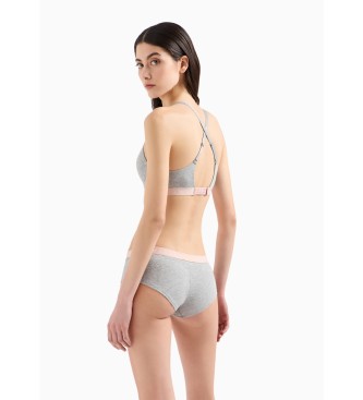 Emporio Armani Culotte de algodn orgnico con banda con logotipo Iconic ASV gris