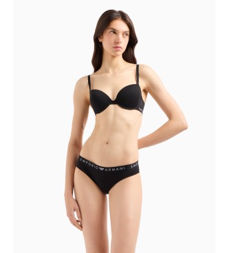 Emporio Armani Confezione da due slip in cotone organico con fascia nera con logo Iconic ASV