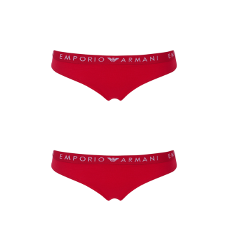 Emporio Armani CONFEZIONE DA DUE MUTANDINE IN COTONE ORGANICO CON FASCIA CON LOGO ICONICO ASV rosso