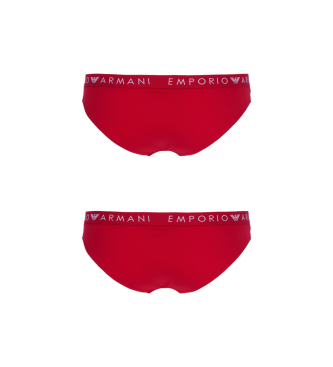 Emporio Armani CONFEZIONE DA DUE MUTANDINE IN COTONE ORGANICO CON FASCIA CON LOGO ICONICO ASV rosso