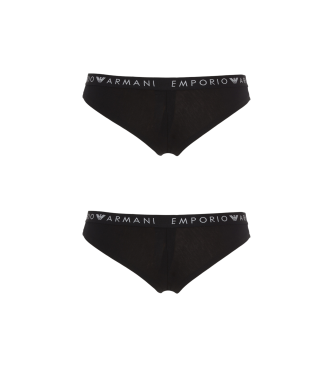 Emporio Armani Confezione da due slip neri Iconic Logoband