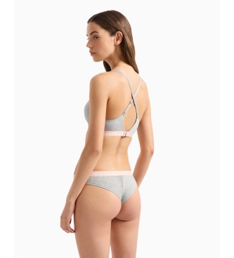 Emporio Armani Two-pack of organic cotton Brazilian knickers with grey Iconic ASV logo band