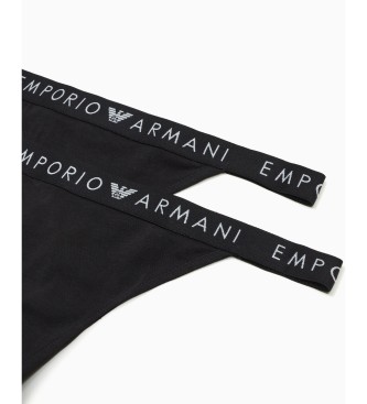 Emporio Armani Set di 2 infradito neri con iconica fascia con logo