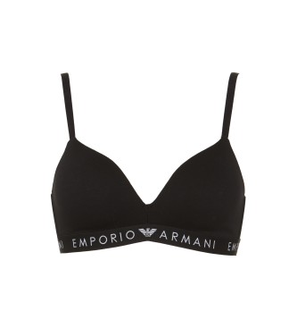 Emporio Armani Soutien-gorge triangle rembourr en coton biologique avec bande logo ASV noir