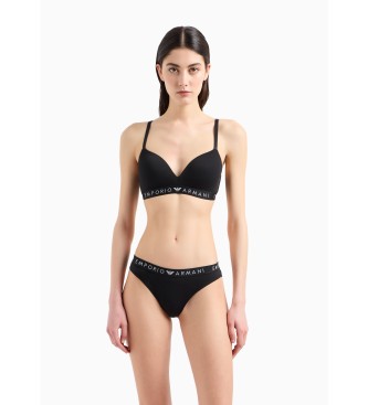 Emporio Armani Soutien-gorge triangle rembourr en coton biologique avec bande logo ASV noir