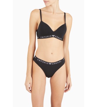 Emporio Armani Soutien-gorge triangle rembourr en coton biologique avec bande logo ASV noir