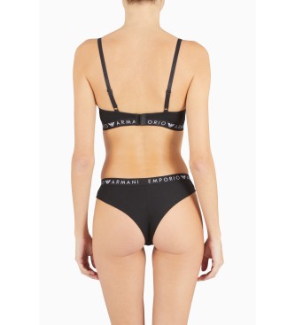 Emporio Armani Reggiseno a triangolo imbottito in cotone organico con fascia iconica logo ASV Nero