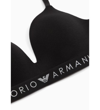 Emporio Armani Organic cotton padded triangle bra with Iconic ASV logo band black