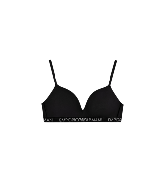 Emporio Armani Soutien-gorge triangle rembourr en coton biologique avec bande logo ASV noir