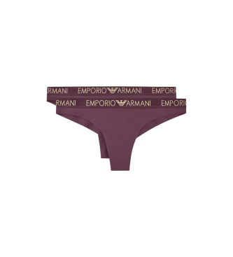 Emporio Armani Set di 2 slip brasiliani Iconic in microfibra lilla