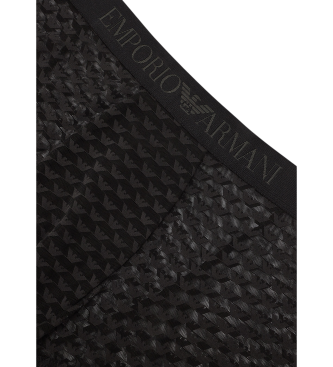 Emporio Armani Calzoncillo bxer de malla con logotipo integral de guila en tejido jacquard negro