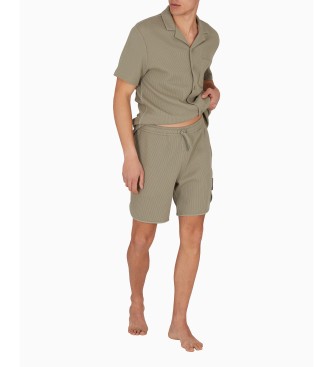Emporio Armani Household bermuda shorts in embossed knitted jersey  green