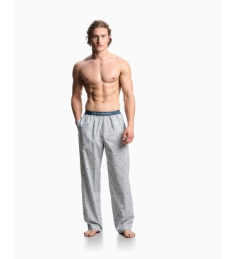 Emporio Armani Spodnie domowe z logo z tkaniny żakardowej w kolorze niebieskim