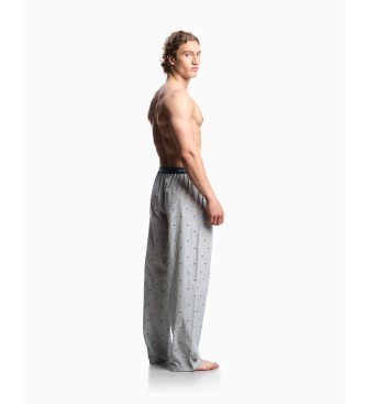 Emporio Armani Spodnie domowe z logo z tkaniny żakardowej w kolorze niebieskim