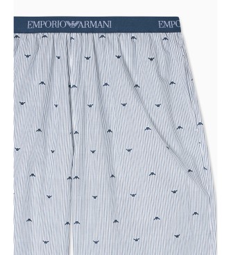 Emporio Armani Spodnie domowe z logo z tkaniny żakardowej w kolorze niebieskim
