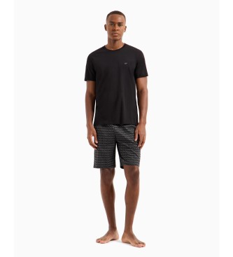 Emporio Armani Bermudashorts pyjamasshorts med blandat marinbltt tryck