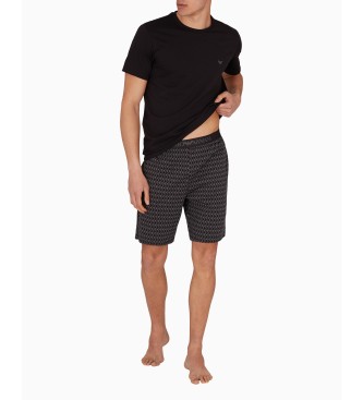 Emporio Armani Bermudashorts pyjamasshorts med blandat marinbltt tryck