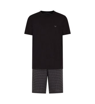 Emporio Armani Bermudashorts pyjamasshorts med blandat marinbltt tryck