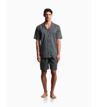 Emporio Armani Pyjamas med bermudashorts i mönstrad marinblå muslin