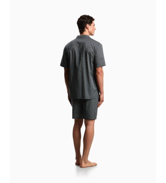 Emporio Armani Pyjamas med bermudashorts i mönstrad marinblå muslin
