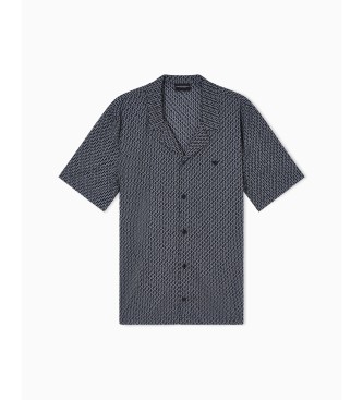 Emporio Armani Pyjamas med bermudashorts i mönstrad marinblå muslin