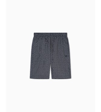 Emporio Armani Pyjamas med bermudashorts i mönstrad marinblå muslin