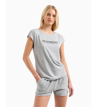 Emporio Armani Pigiama con maglietta grigia e pantaloncini  
