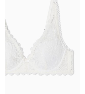 Emporio Armani Večni čipkasti nedrček bele barve